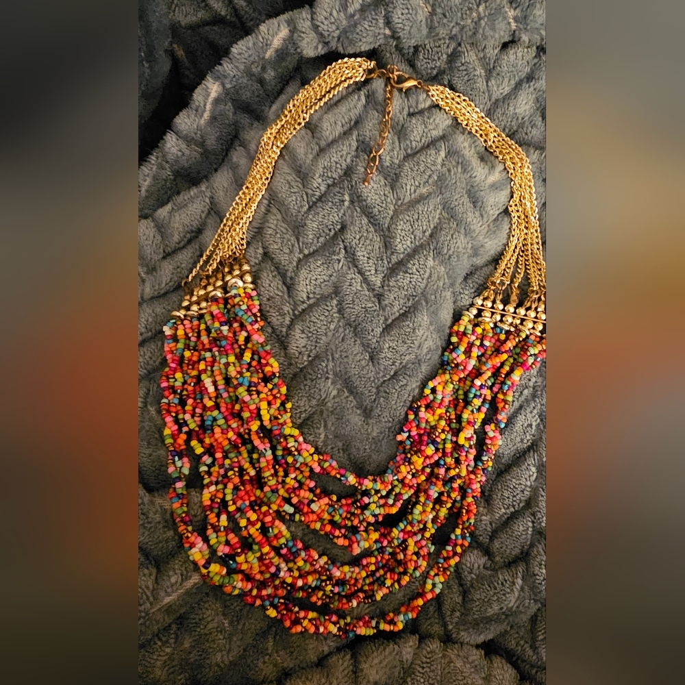 Multi Colored Seed Bread Necklace